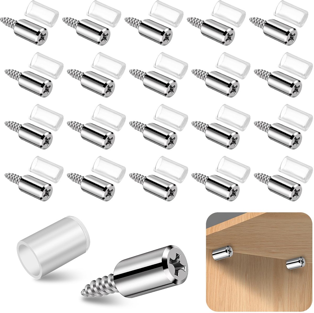 Dailygoods - 20 Stuks Zelftappende Schroeven - Steunpennen voor Planken
