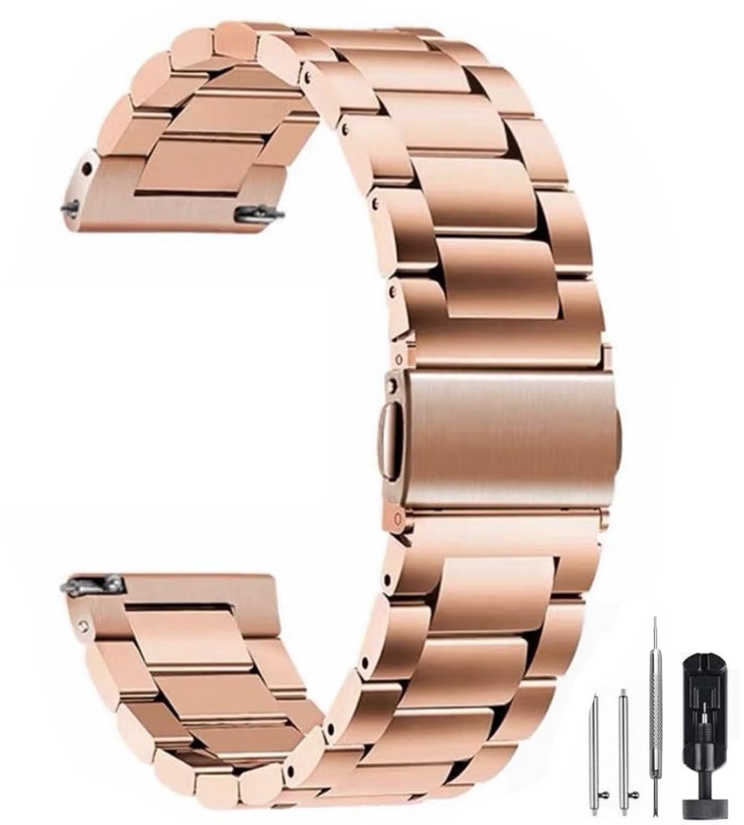 Dailygoods- Horlogebandjes Roestvrij Staal - Snelsluiting - 16mm/18mm/20mm/22mm/24mm - Dameshorloges/Smartwatches - Antioxidant/Duurzaam - Dubbele Vouwsluiting - Horloge