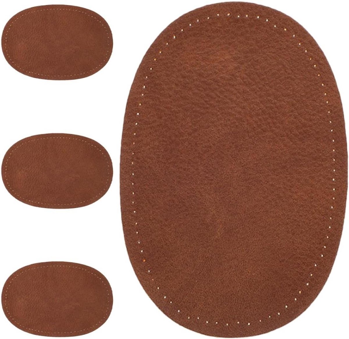 Ovale Elleboog Patches - Stoffen Applicaties Reparatie - Kleding Repareren - Voorgeboorde Gaten - 14 x 9 cm - Koffie
