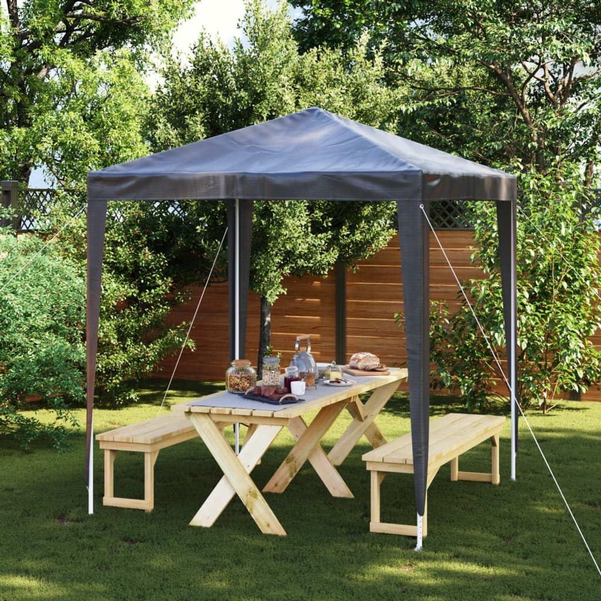 Partytent - Paviljoen Tuintent - Buitenfeesten Organiseren - Waterbestendig Dak - 2 x 2 m - Antraciet
