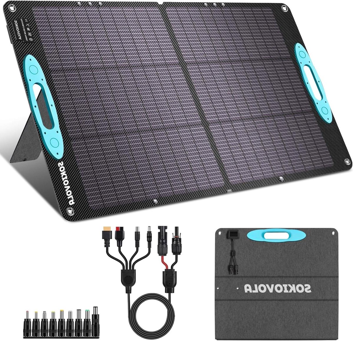 Draagbaar Zonnepaneel - Zonnelader Opvouwbaar - Outdoor Energie - Hoge Conversie Efficiëntie - 100 Watt - Zwart