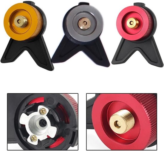 Luchttank Adapter - Gas Converter - Camping Koken - Automatische Uitschakeling - 3-delig - Oranje — afbeelding 2