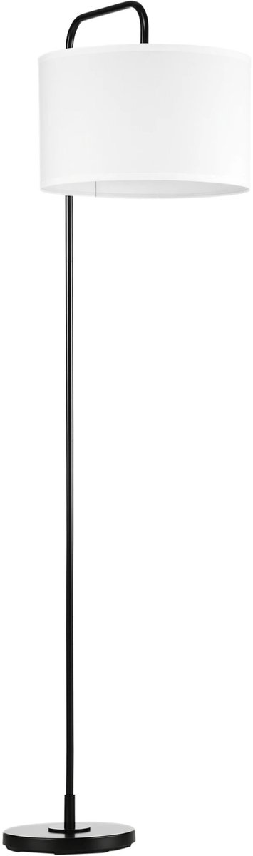 ITRONIQ Vloerlamp Woonkamer - Staande Lamp Met Linnen Lampenkap - Booglamp E27 - Interieurlamp - Moderne Leeslamp - Zwart/Wit