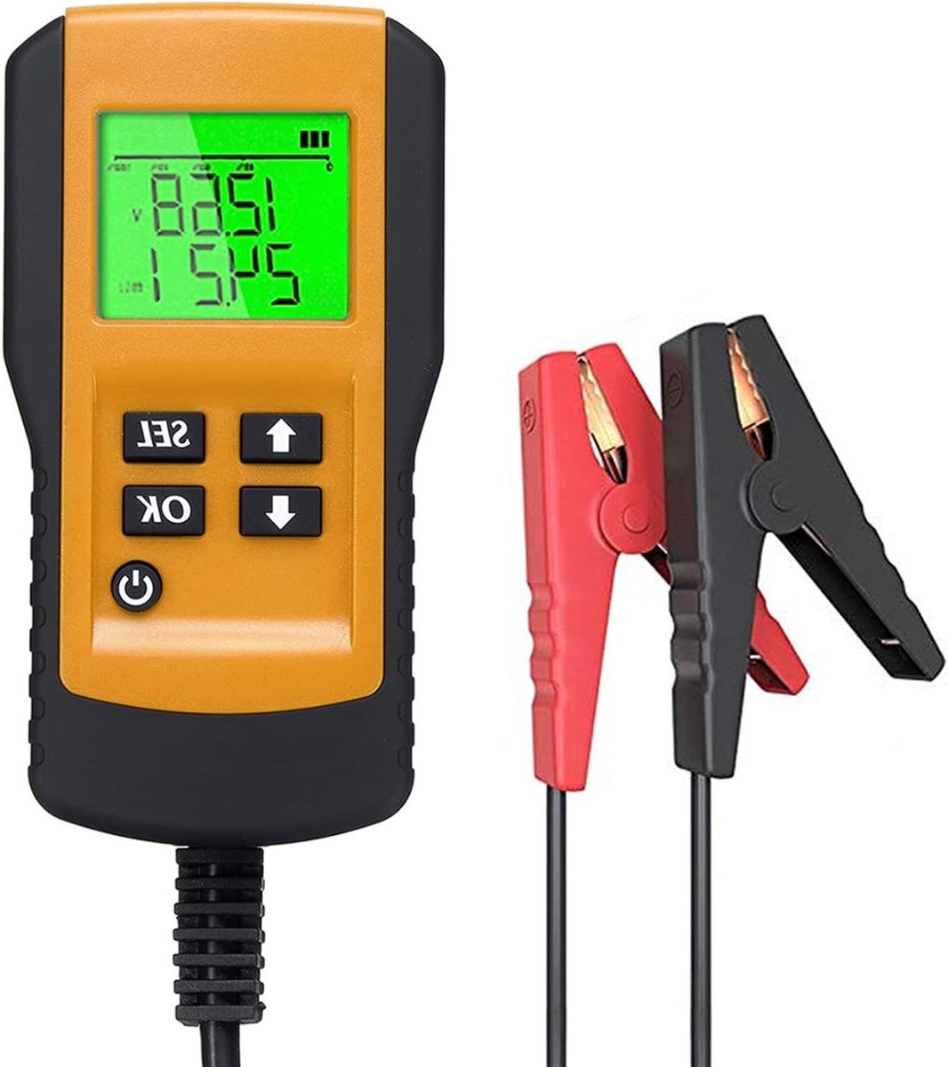 Batterijtester - Accutester Analyzer - Auto Accu Controleren - Digitaal LCD Scherm - 12V - Geel