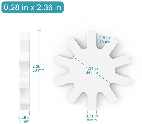 Magnetische Roerstaafjes - Roerstaafjes met Tandwiel - Vloeistoffen Mengen - PTFE Gecoat - 60mm x 7mm - Wit — afbeelding 4
