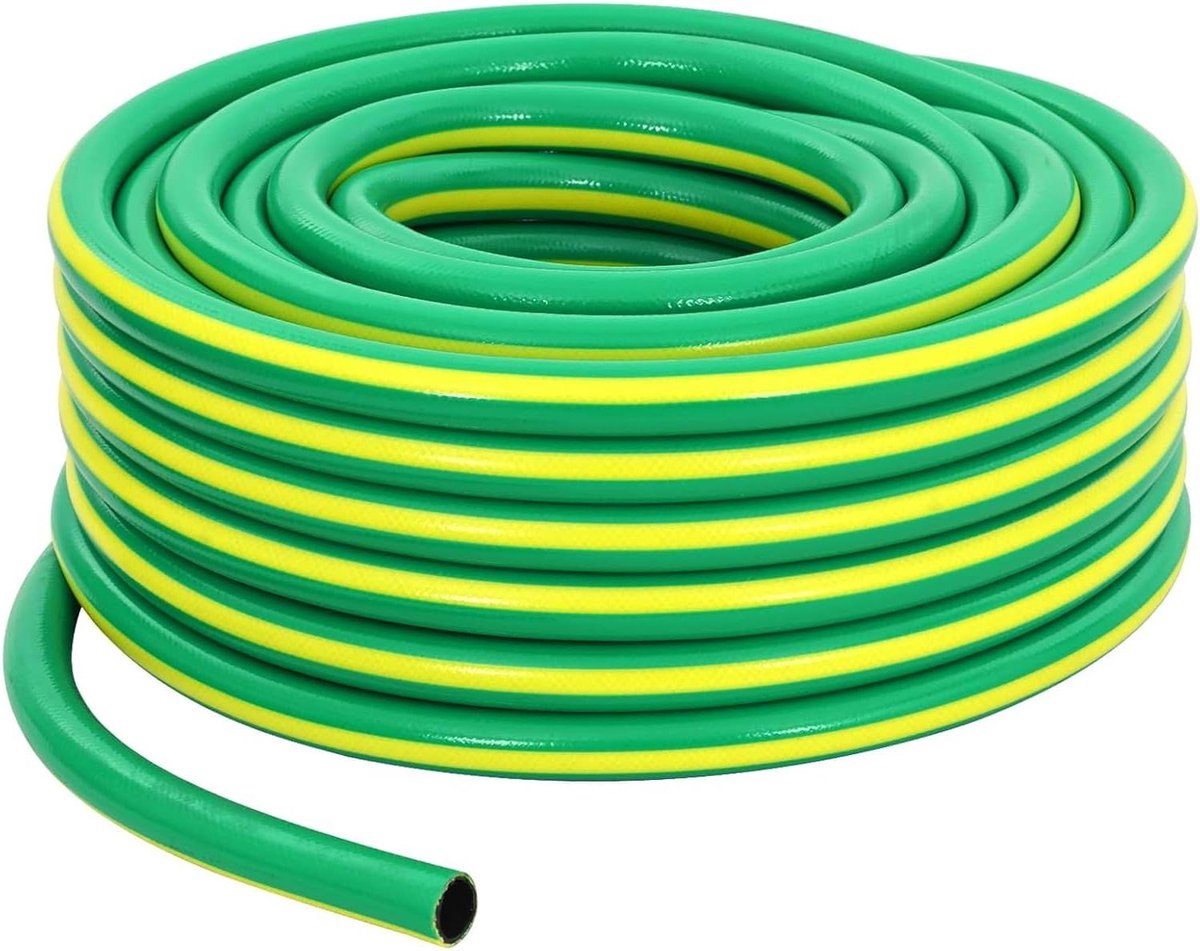 Tuinslang PVC - Water slang - Tuin irrigatie - 5-laags verdraaiingsvrij - 50 meter - Groen Geel