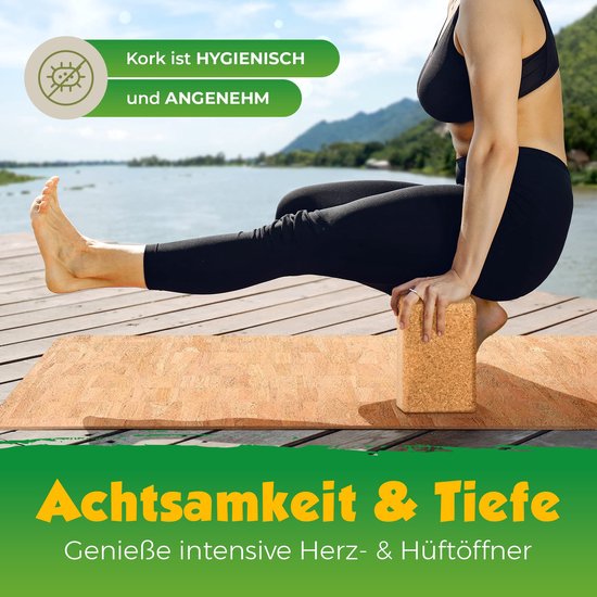 Yogablok van 100% natuurkurk - los verkrijgbaar of als set van 1 of 2 - ideaal voor yoga (enkel stuk) van Victorem — afbeelding 2
