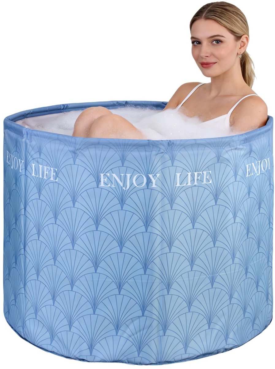SnelShoppen - Draagbare Opvouwbare Badkuip - IJsbad voor Koudwatertherapie - Vrijstaande Badkuip voor Douche Spa - Blauw - Ideaal voor Thuis, Camping