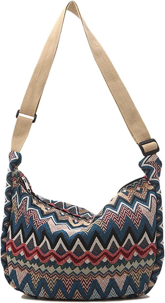 Dames Crossbody Tas - Schoudertas Canvas - Dagelijks Gebruik - Verstelbare Riem - 32 x 20 cm - Beige