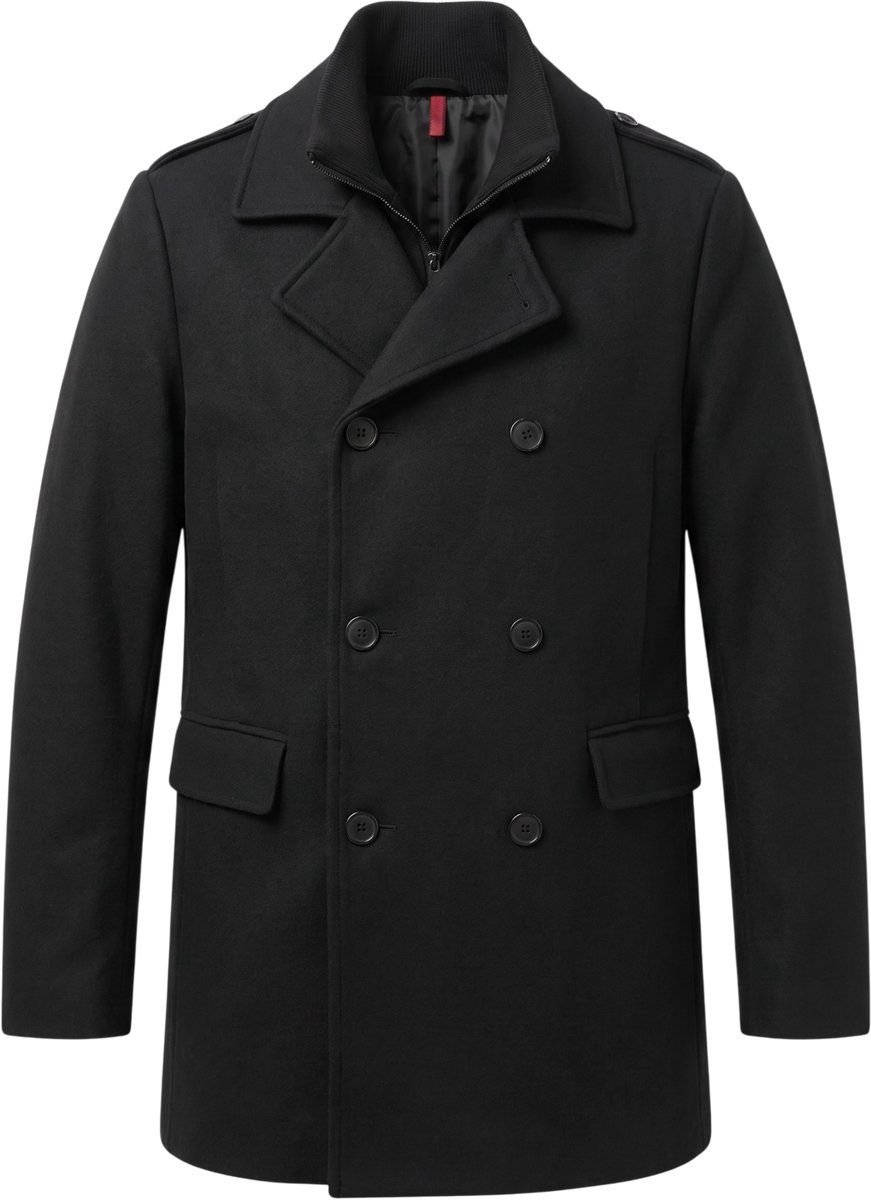 Overcoat Heren - Heren Mantel Halflang - LF805 - Zwart - Maat XL