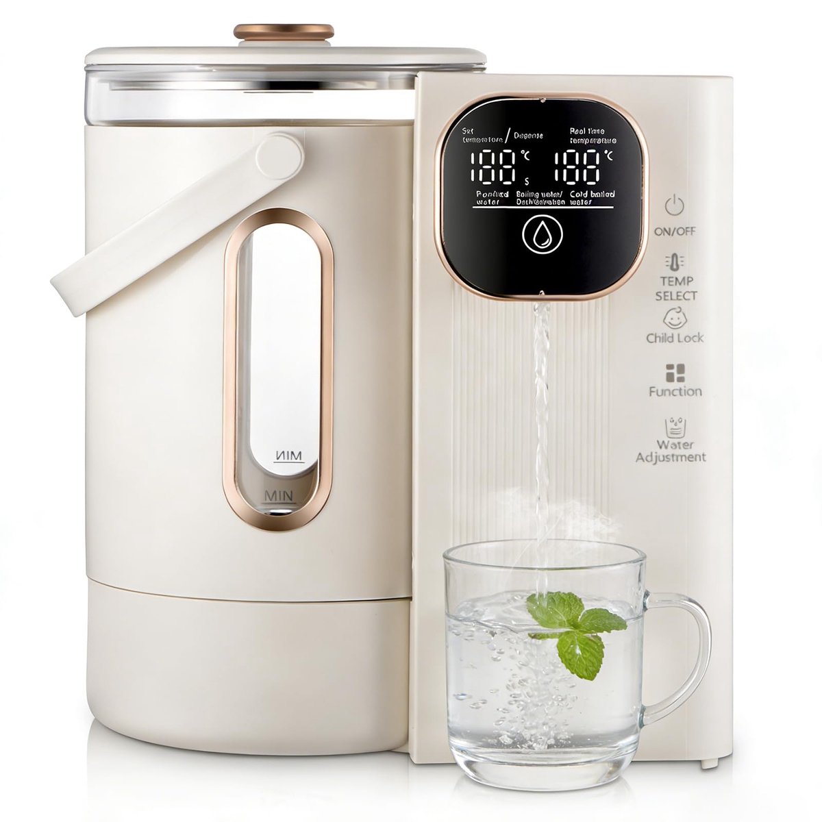 SnelShoppen - 3 Liter Warmwaterdispenser - Kokend Hete Waterdispenser met Afneembare Watertank, Temperatuur- en Hoeveelheidsregeling, Instant Heet Wat