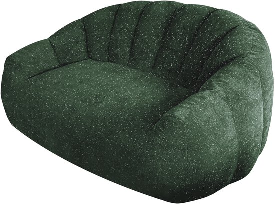 Lege groene zitzak met zilveren spikkels op een witte achtergrond.