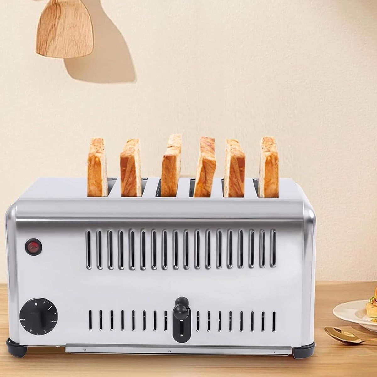 Broodrooster 6 Sneden - Keuken Apparaat - Snel Ontbijt - Roestvrij Staal - 1680 Watt - Zilver