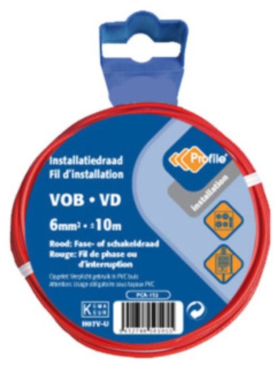 Profile VOB/VD installatiedraad 6 mm² – 10 meter – rood