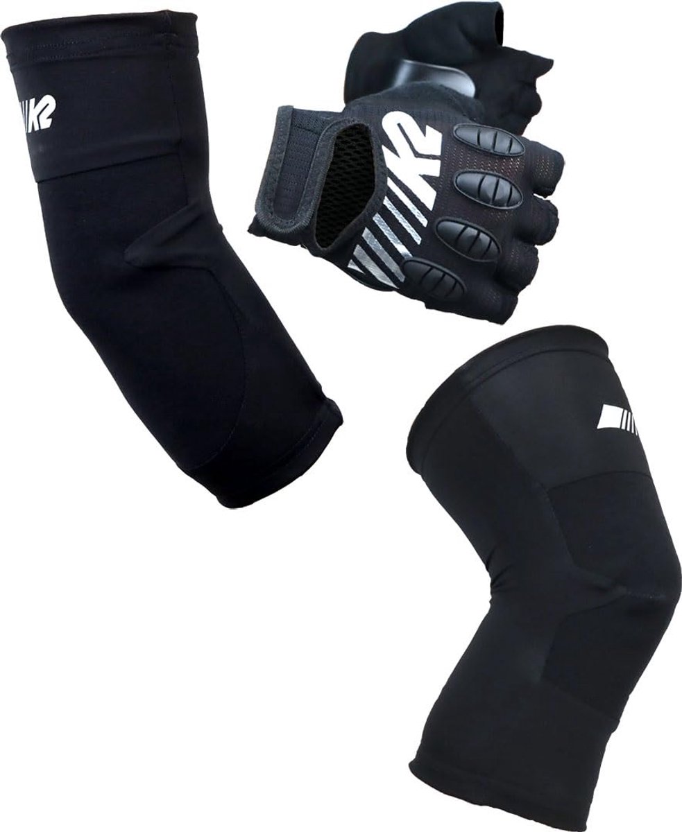 SnelShoppen - Unisex Inlineskates Set met Knie-, Elleboogbeschermers en Handschoenen - Zwart - L (Knie: 37-46cm, Elleboog: 28-36cm, Handschoenen: 22-2
