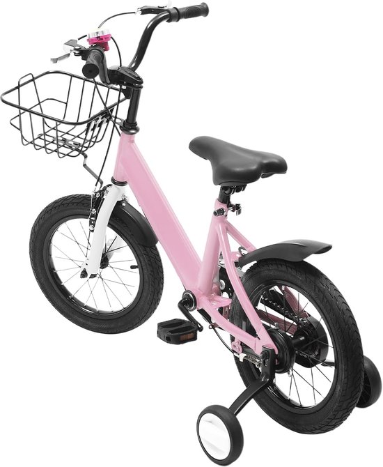 Kinderfiets - Meisjesfiets Kinderfiets - Leren Fietsen - Met Zijwieltjes - 14 inch - Roze — afbeelding 5