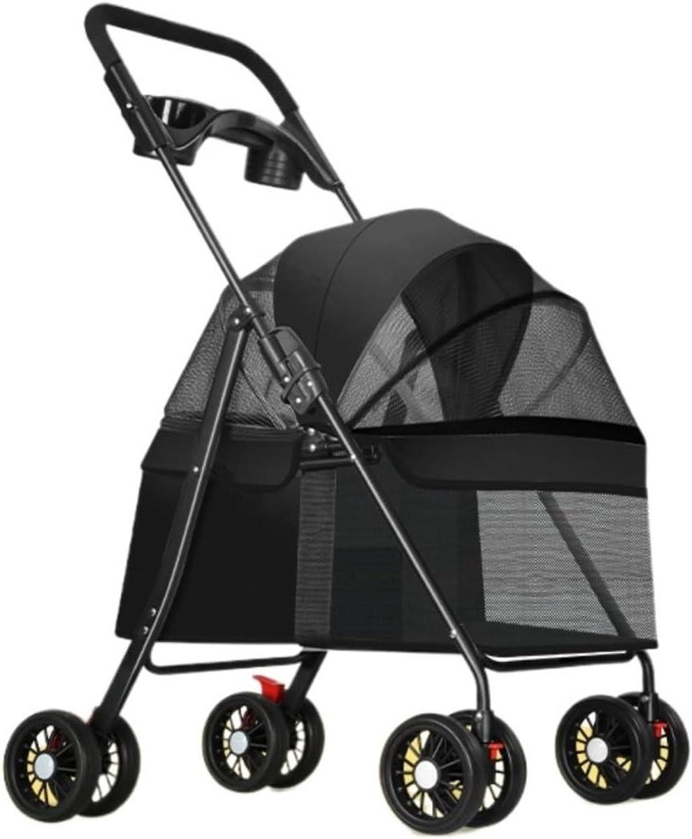 Huisdier Kinderwagen - Hondenbuggy Kattenbuggy - Comfortabel Reizen - Opvouwbaar Met Drager - Tot 15 kg - Zwart