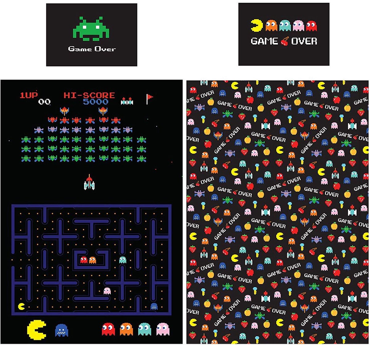 SnelShoppen - Retro Games Dekbedovertrek Omkeerbaar - Eenpersoons/Tweepersoons Beddengoed Set Gaming - Perfect voor Kinderen en Gamefans - Katoen, 140