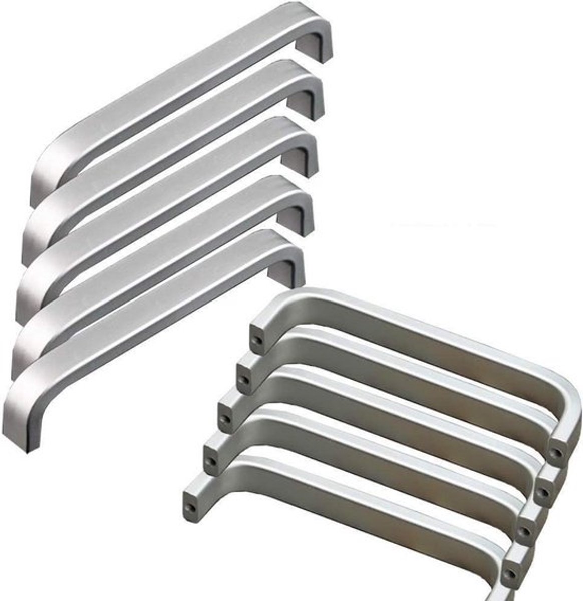Aluminium deurladeknoppen voor kastdeuren (20 stuks, boogvormig, 128 mm) met trekhandvat