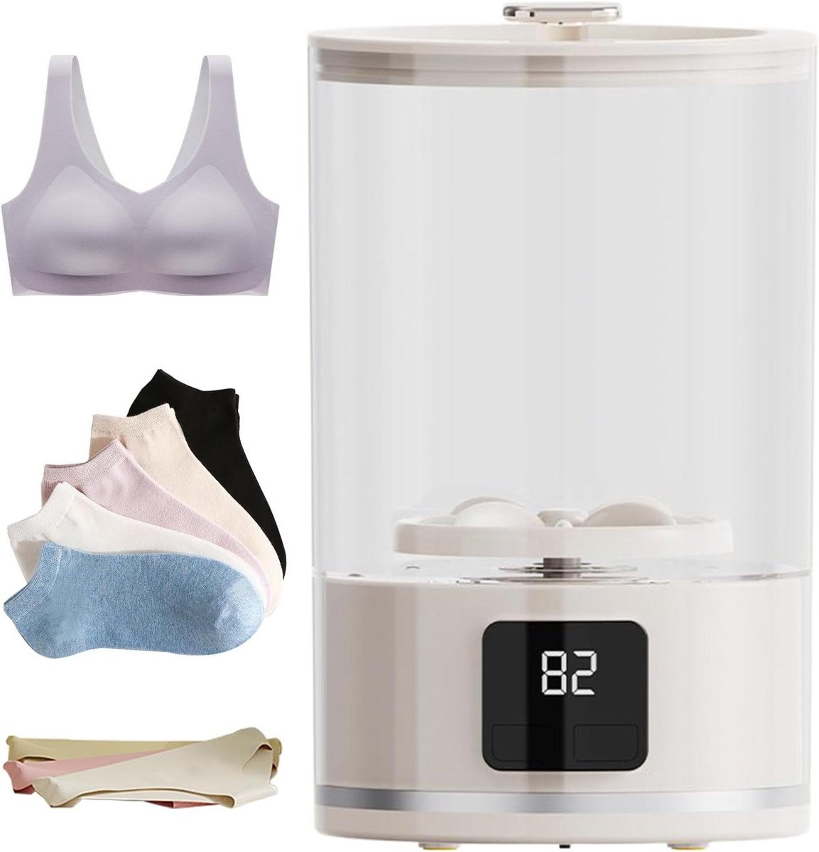 Draagbare Wasmachine Mini Wasser Compact Ondergoed Wassen Slaapvriendelijk Ontwerp 13 x 13 x 13 cm Wit