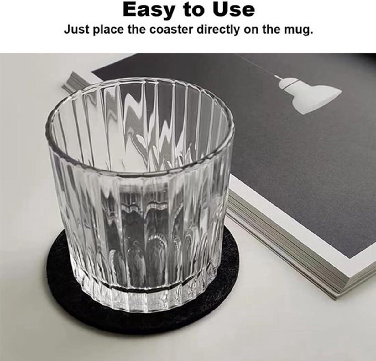Set van 16 vilten ronde onderzetters - Hittebestendig en wasbaar - Antislip - Voor kopjes - Bier bar - Tafel - Zwart — cadeau in Wonen & Interieur - foto 5