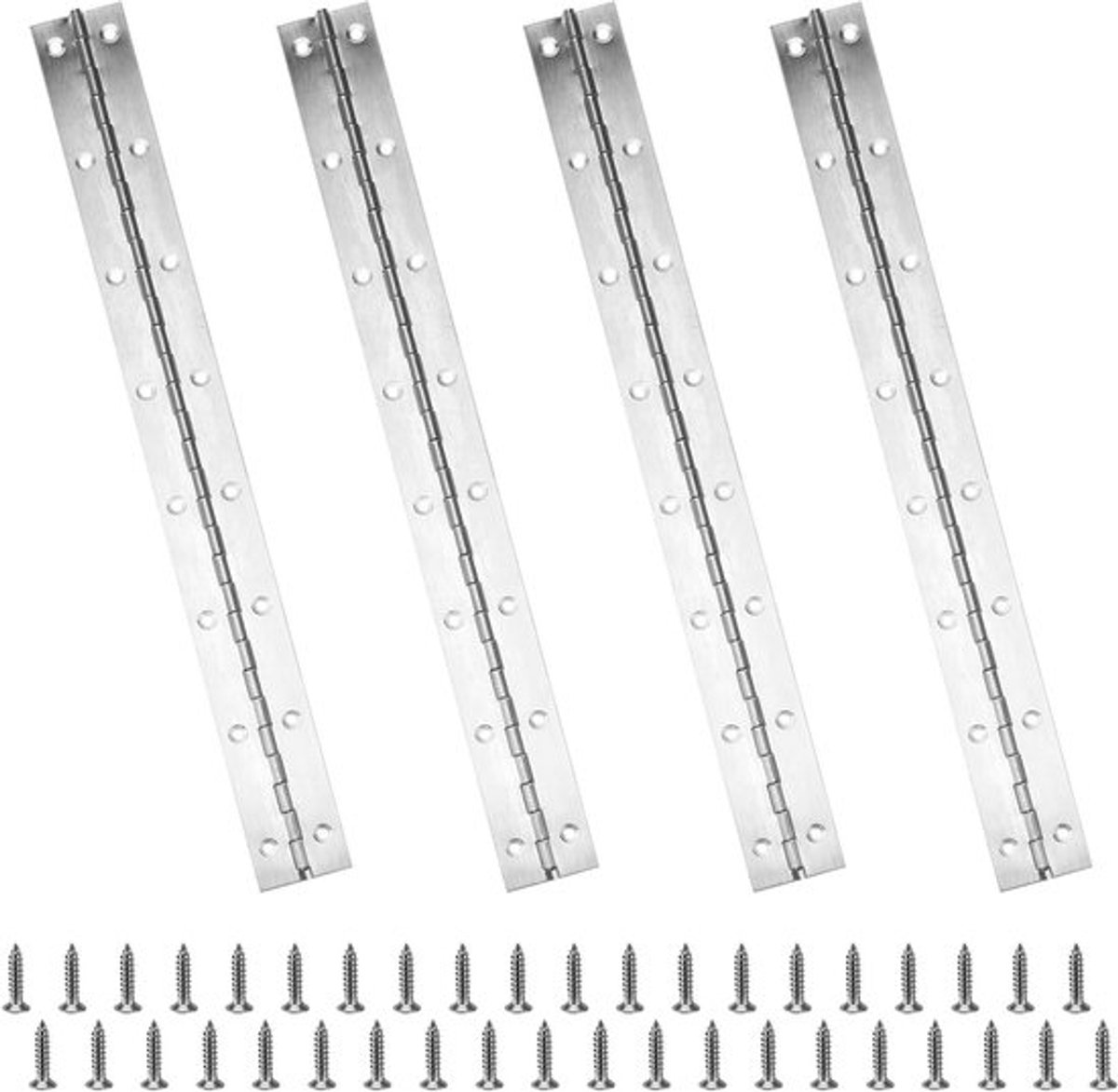 Dailygoods- Pianoscharnier 38 cm - Roestvrij Staal - Scharnier Reparatie Plaat - Gepolijste Scharnieren - Voor Deuren/Kasten - Duurzaam en Verstelbaar