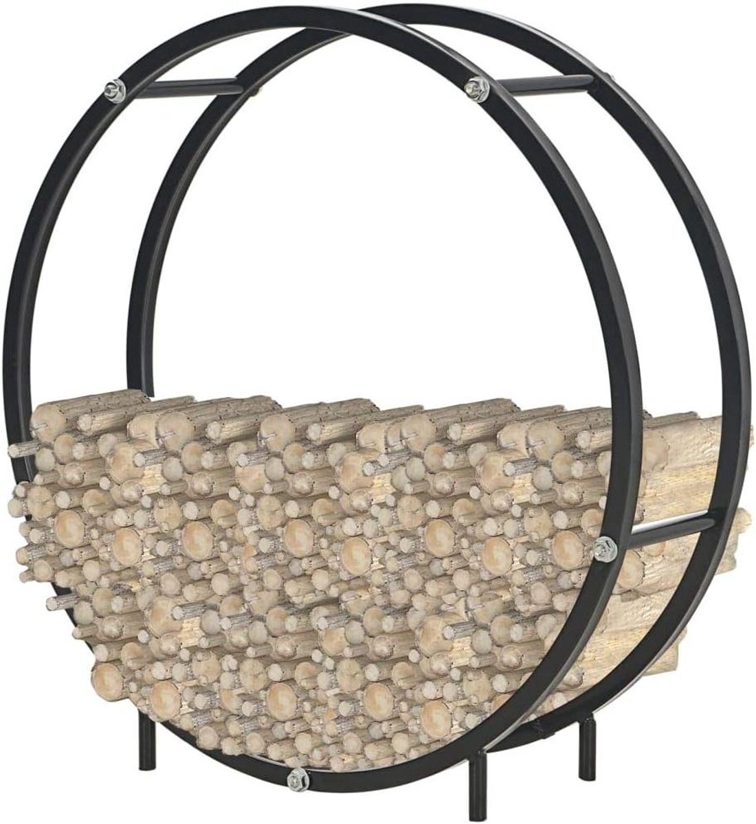 Haardhout Rek - Hout Opslag - Open Haard - Robuust Staal - 70x20x70 cm - Zwart