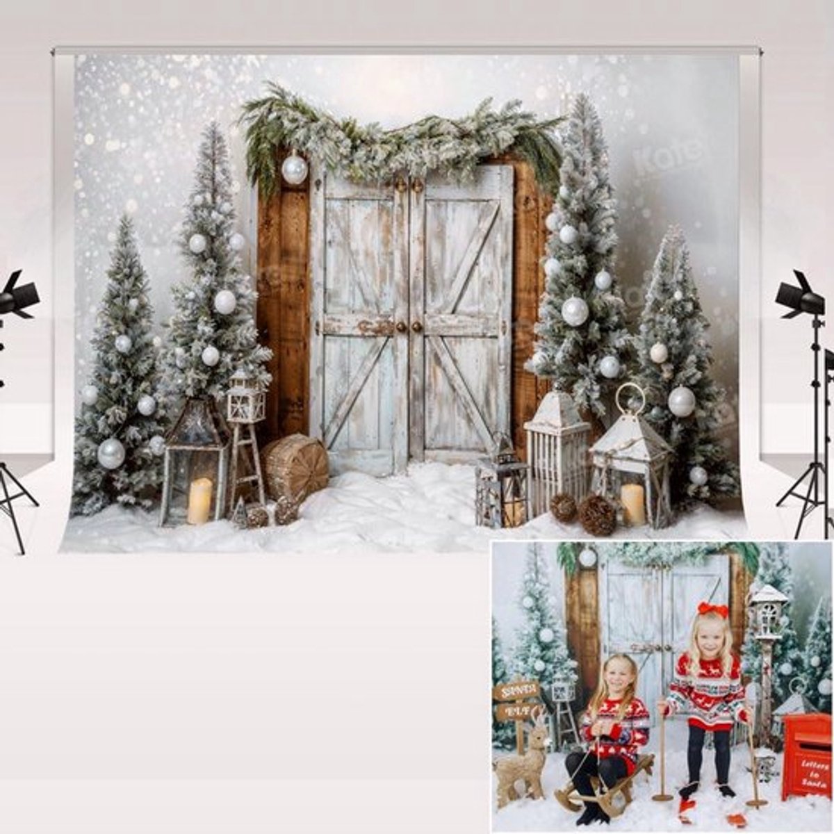 Fotografie Achtergrond - Winter Sneeuw Scène - Ideaal voor Feestdagen - 2,2 x 1,5 m - Creatieve Fotoshoots - Geschikt voor Kinderen - Spr...