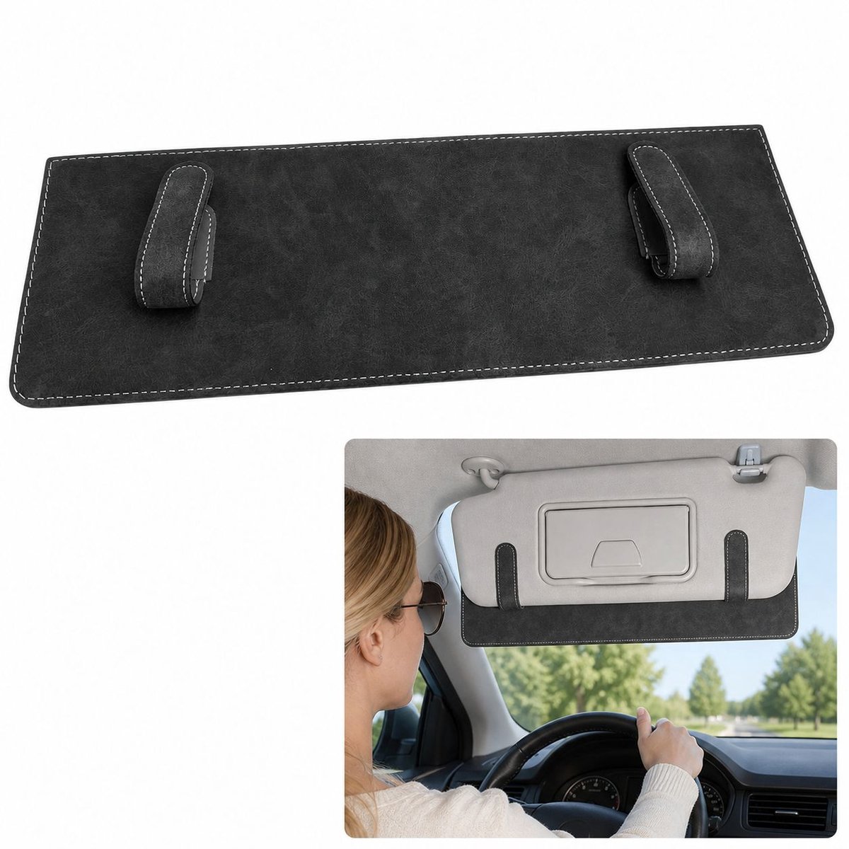 VHV - Zonneklepverlenger Auto - Verstelbaar Anti-verblindingsscherm met Dubbele Clip - Donkergrijs voor Auto en SUV