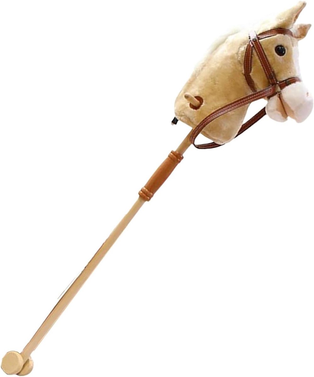 Pluche Stokpaard - Speelgoedpaard Knuffelpaard - Kinderen Spelen - Met Geluid - 40 x 32 x 16 cm - Bruin