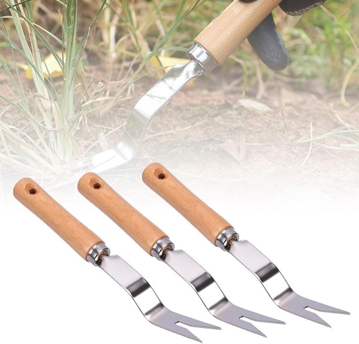 Onkruidtrekker - Tuin gereedschap - Gazon onderhoud - Diepe wortel extractie - 3 stuks - Niet gespecificeerd