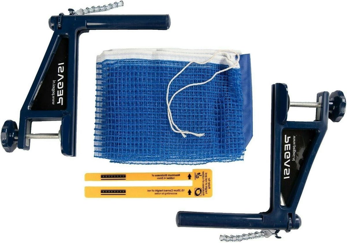 Tafeltennis Net Set - Ping Pong Net - Wedstrijd Spelen - Universele Klembevestiging - Officiële Afmeting - Blauw