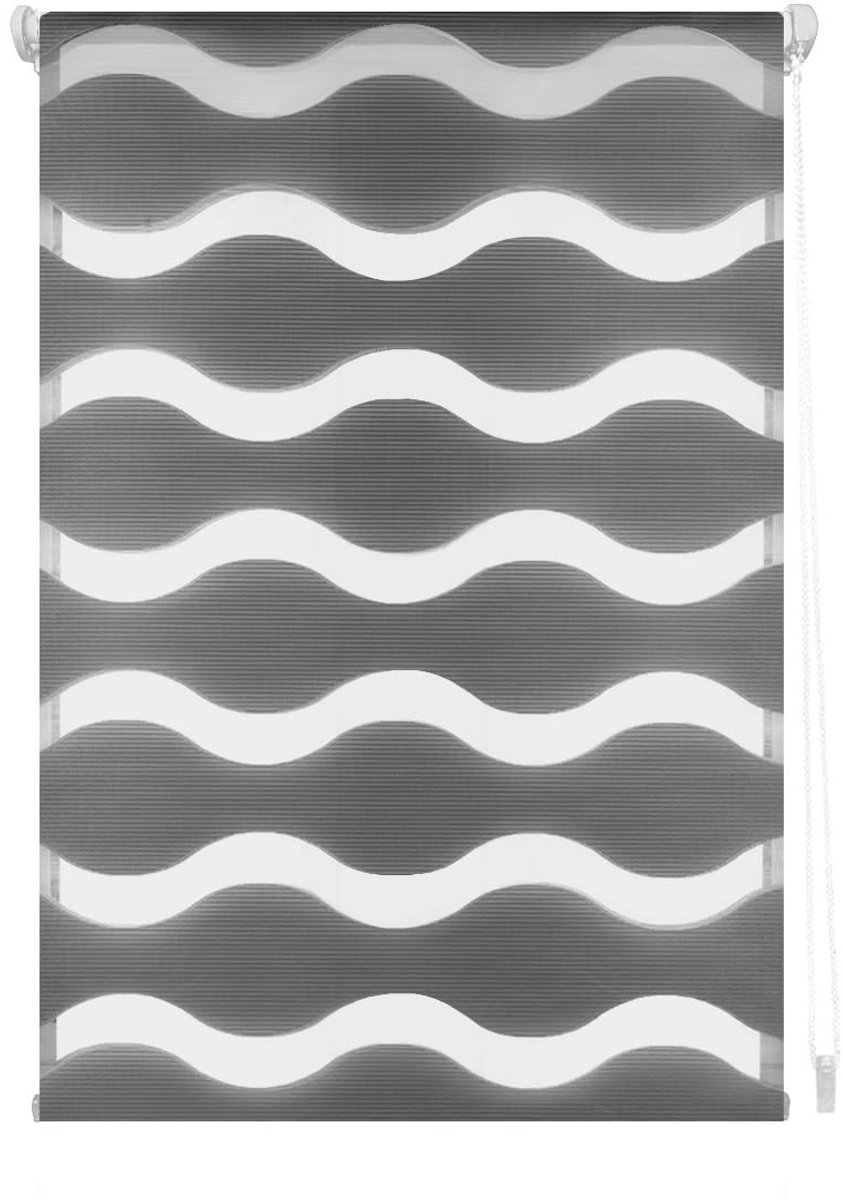 SnelShoppen - Decorblind Rolgordijn voor Nacht en Dag, Dubbellaags, Antraciet, 107 x 150 cm, Zonder Gereedschap en Boren, Perfect voor Woonkamer, Keuk