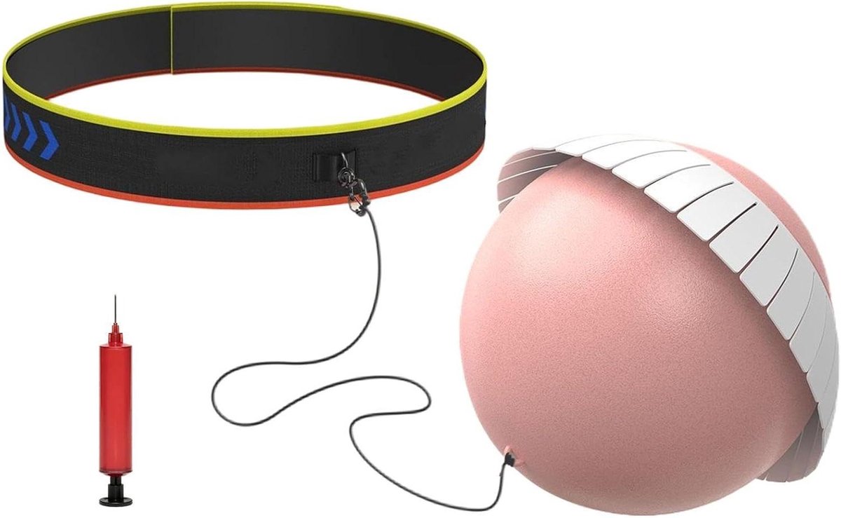 Boksbal Set - Reflexbal Hoofdband - Reactiesnelheid Trainen - Verstelbare Elastische Band - 21 cm Diameter - Roze