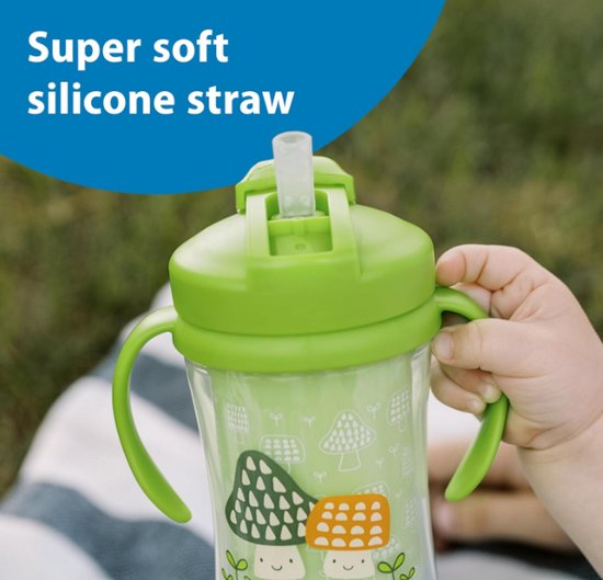 Dr. Brown's Milestones Geïsoleerde Rietjesbeker 300 ml (Blauwe/Groen) - Lekvrije Drinkbeker met Handgrepen, Schuifdeksel & Zacht Siliconen Rietje - BPA-vrij - Vanaf 12 Maanden van Dr. Brown's — afbeelding 4