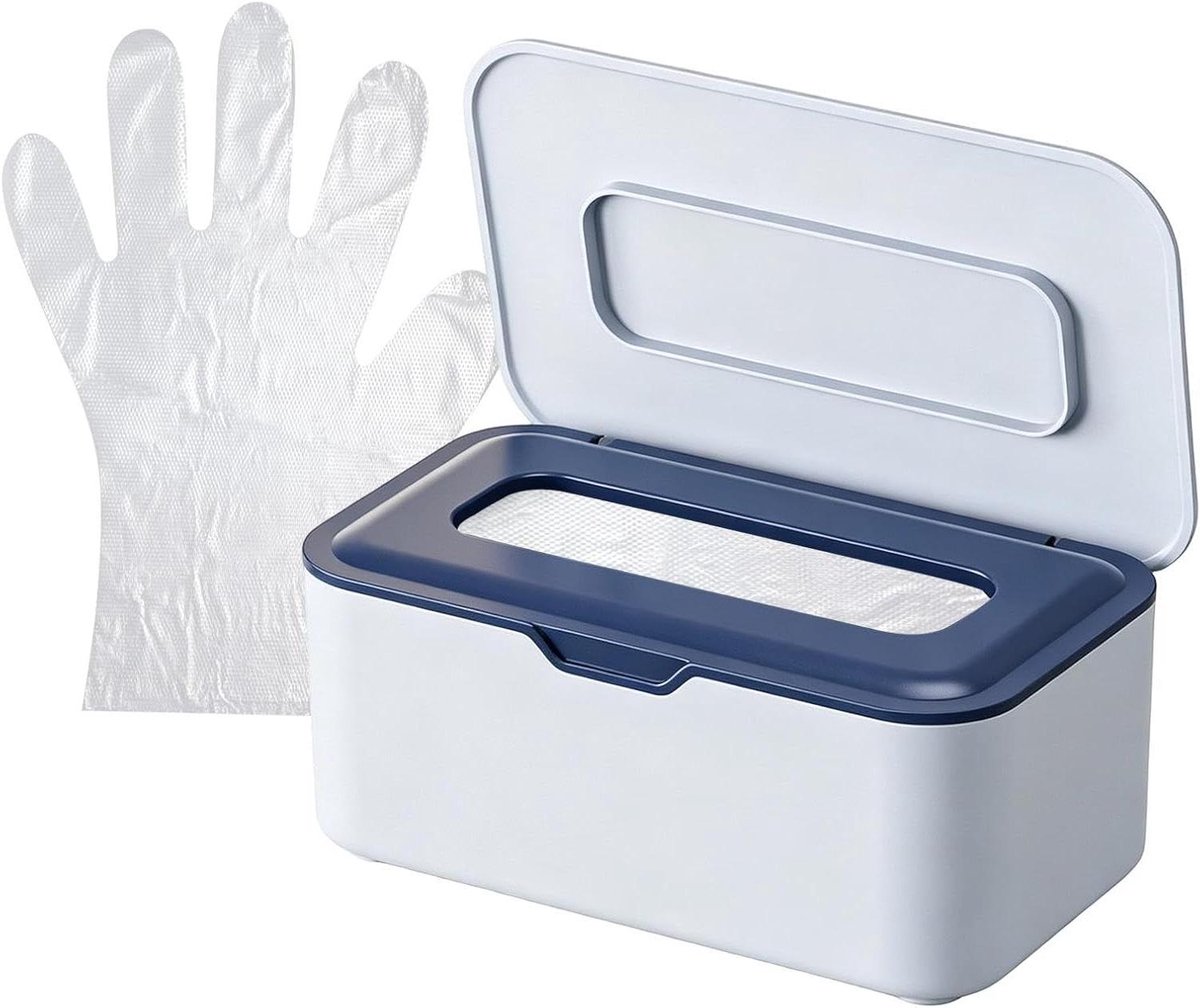 Vochtdoekjes Dispenser - Opbergcontainer Navulbaar - Hygiënisch Houden - Stofdichte Afdichting - 20x12.5x9cm - Blauw
