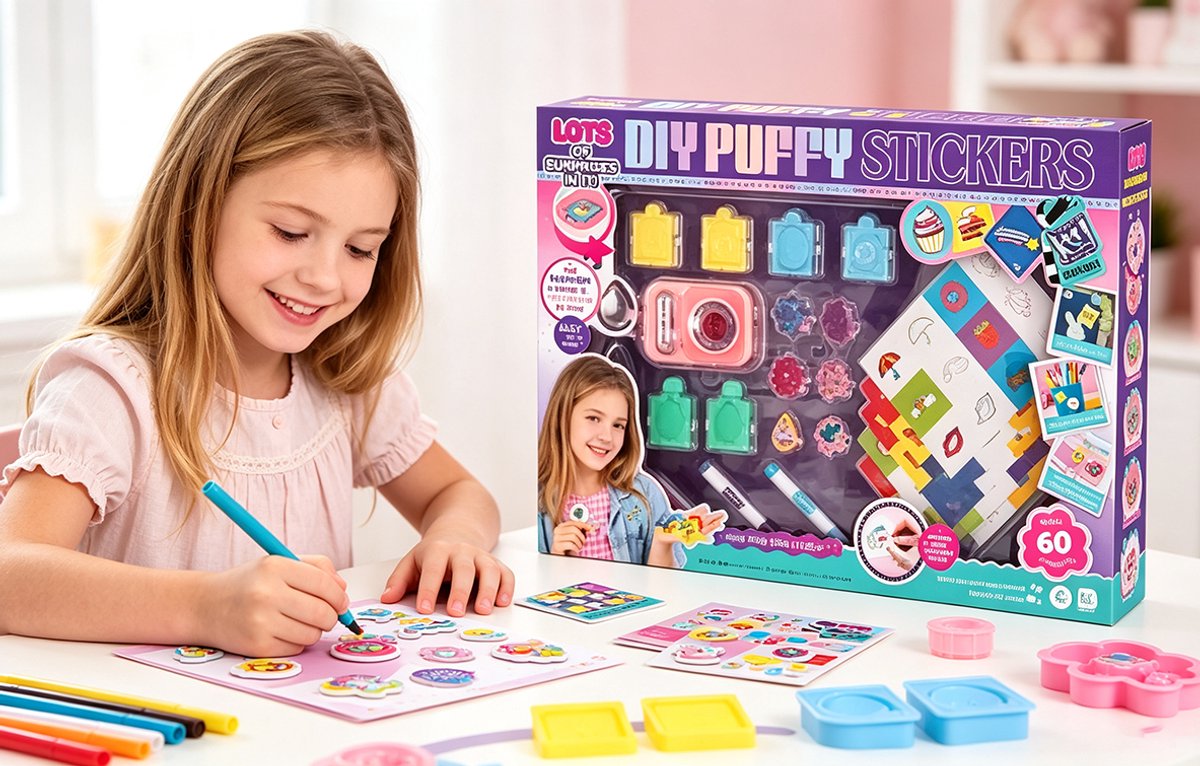 Sticker Maker voor Kinderen DIY 3D Stickerset maak 60 stickers Creatieve knutselset geschikt voor kinderen van 6-12 jaar Perfect zelfgemaakt cadeau voor jongens en meisjes Afmetingen 53,5*38,5*6,6 cm