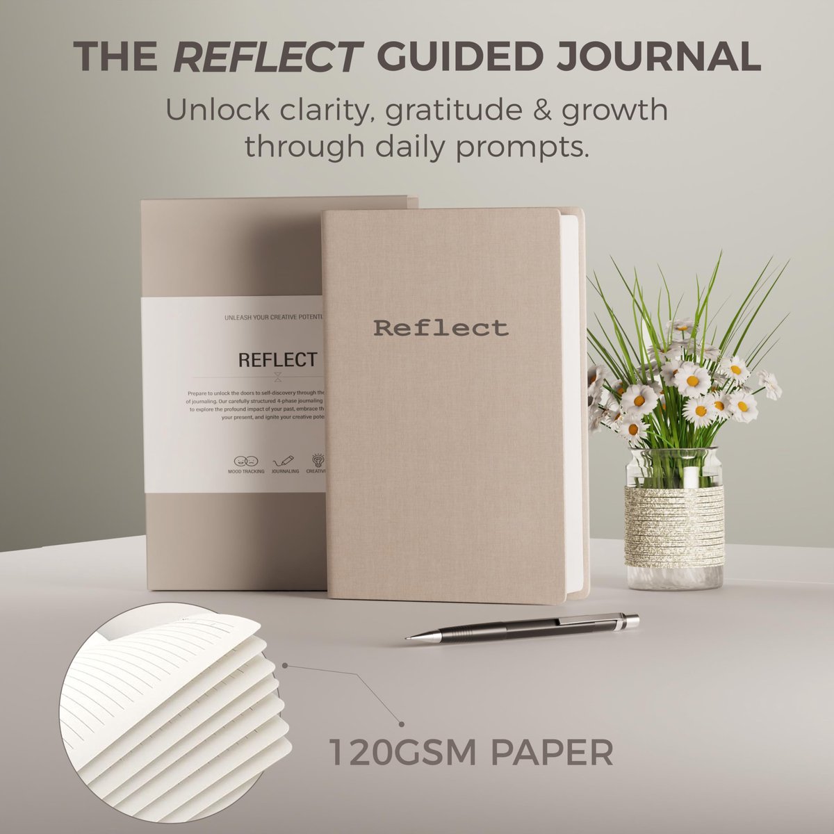 SnelShoppen - Reflect Journal Geleid Journal voor Beginners - Schrijfprompts voor Dagelijkse Reflectie, Dankbaarheid, Mindfulness - Stemmingstracker,