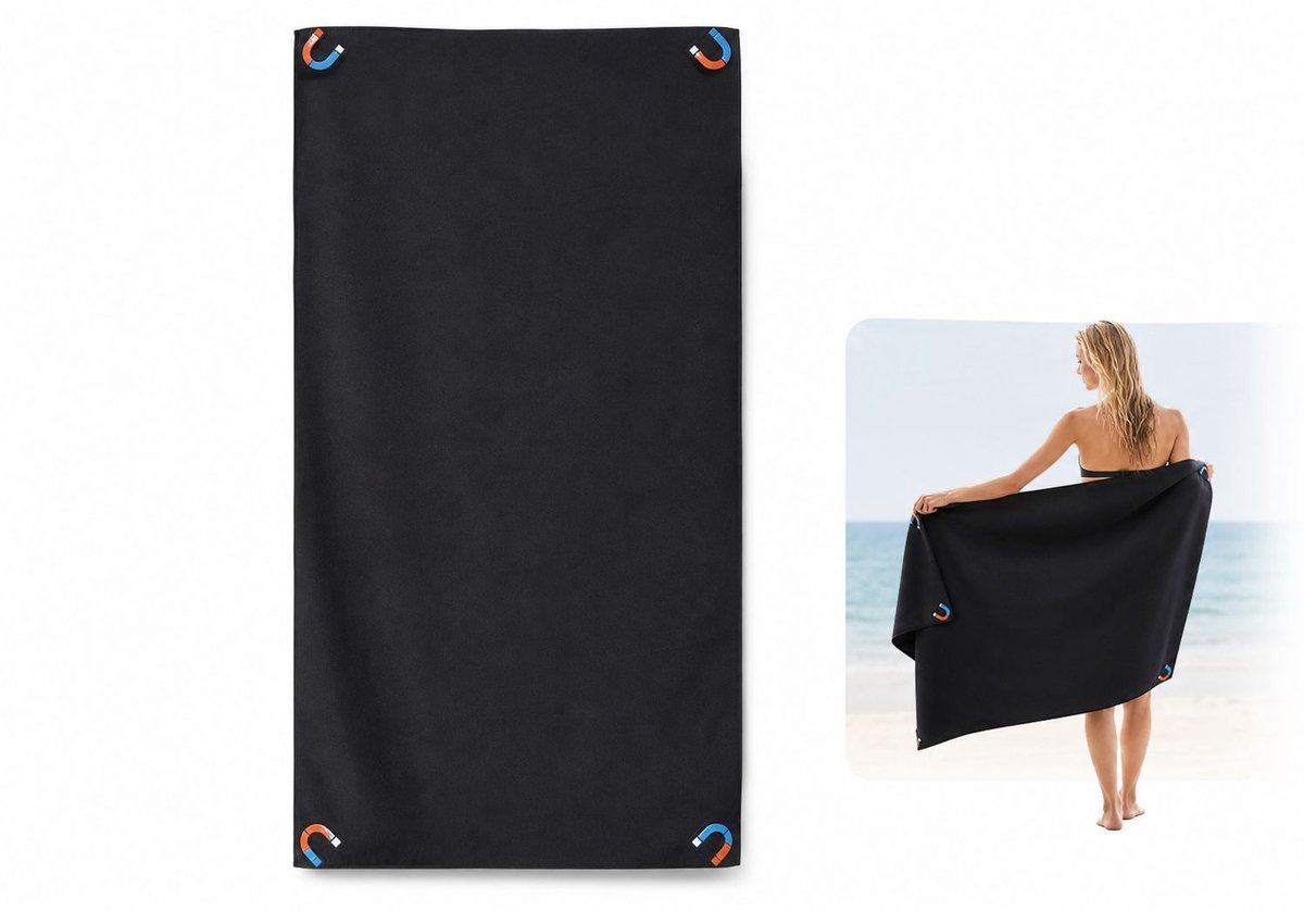 VHV - Magnetische Strandhanddoek XL - Sneldrogende Microvezel Handdoek - Voor Strandstoel, Sauna en Reizen