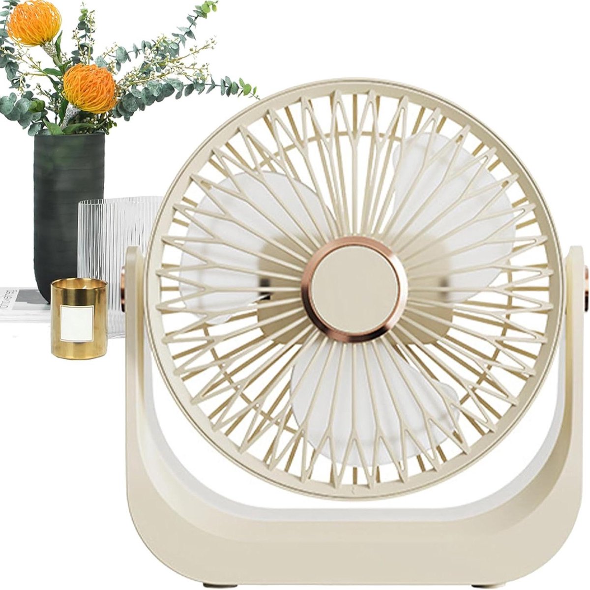 Kleine Ventilator - Persoonlijke Circulator - Bureau Koeling - 3 Snelheden Instelbaar - 186 cm - Abrikoos
