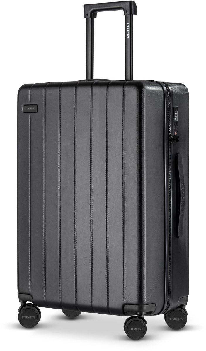 SnelShoppen - Grote Koffer | Lichtgewicht Trolleykoffer 99L van ABS | Harde Reiskoffer met TSA-slot | Afmetingen 75,5 x 49 x 30 cm | Zwarte Koffer met