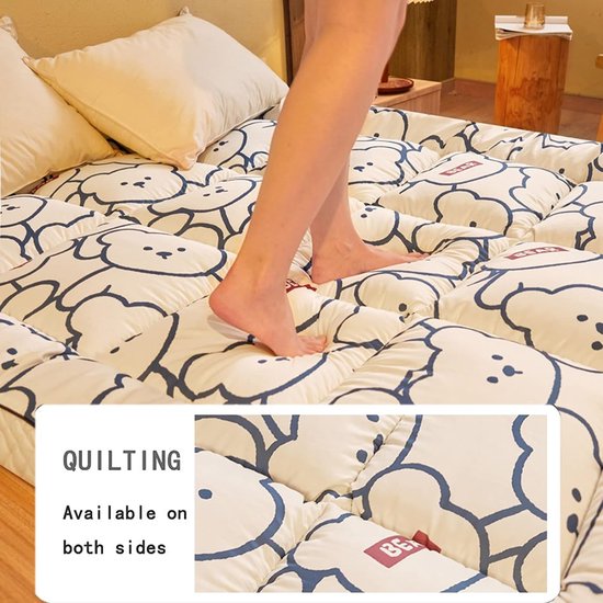 Japanse Futon Matras - Vloermatras Opvouwbaar - Comfortabel Slapen - Huidvriendelijke Stof - 90x200 cm - Geel — afbeelding 2