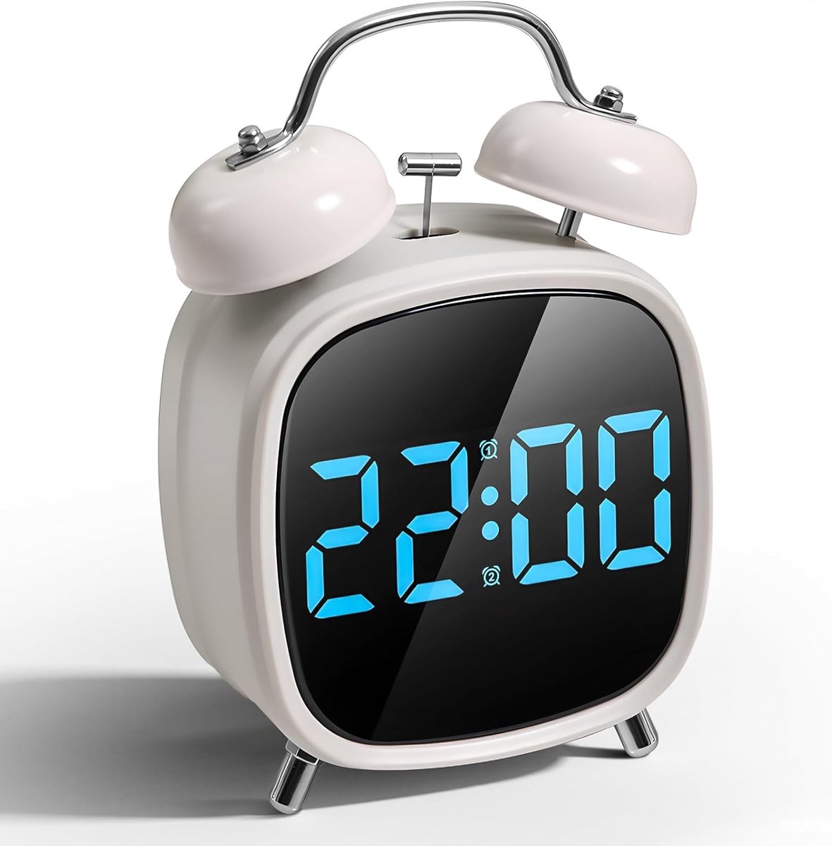 Digitale wekker - wekkers digitaal - wandklok - klok - wekkerradio - met LED-verlichting en luid alarmgeluid, multifunctionele klok voor slaapkamer, kantoor, keuken, badkamer en klaslokalen, afmetingen 12 × 18 × 8 cm - wit
