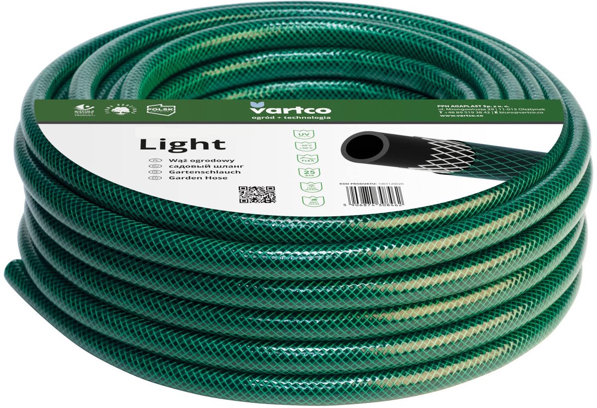 SnelShoppen - 3-laags waterslang tuinslang 25 m - Flexibele tuinirrigatie slang - UV-bestendig polyester kruisvlechtwerk - 1/2 inch - Tuin, Camping, F