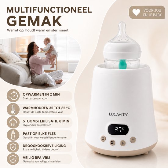 LUCAVITA® Flessenwarmer - 2 Min Opwarmen 60ML - Warmhouden - Sterilisator - Stoom - Flesverwarmer - Flessenverwarmer - Babyvoeding - Universeel van Merkloos — afbeelding 2