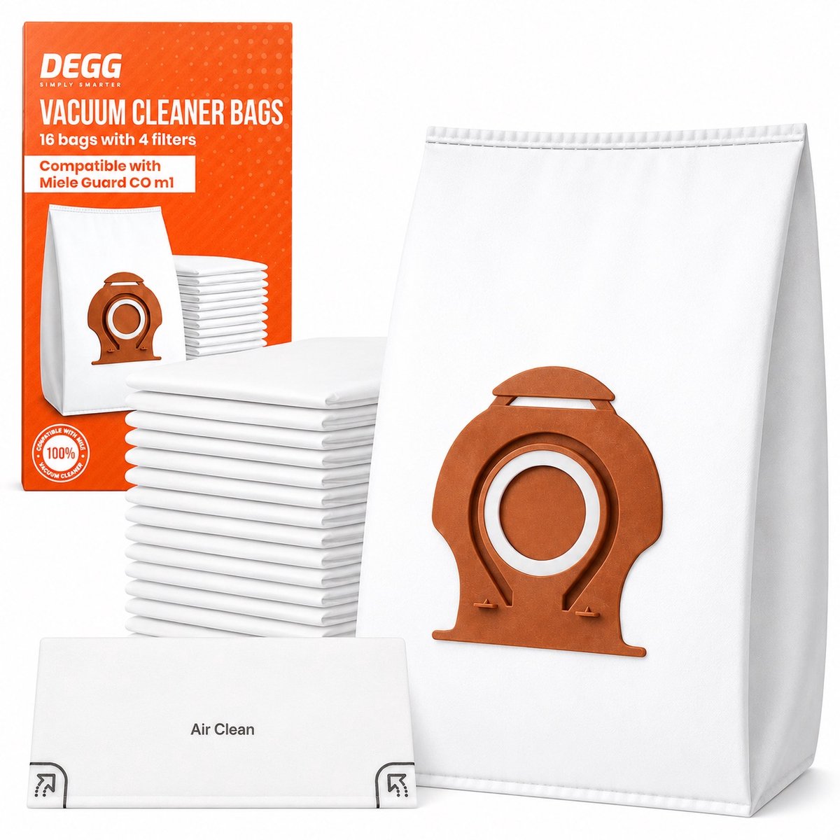 DEGG® - Stofzuigerzakken Geschikt voor Miele Guard M1 CO HyClean Pure – 16 Stuks + 4 Filters