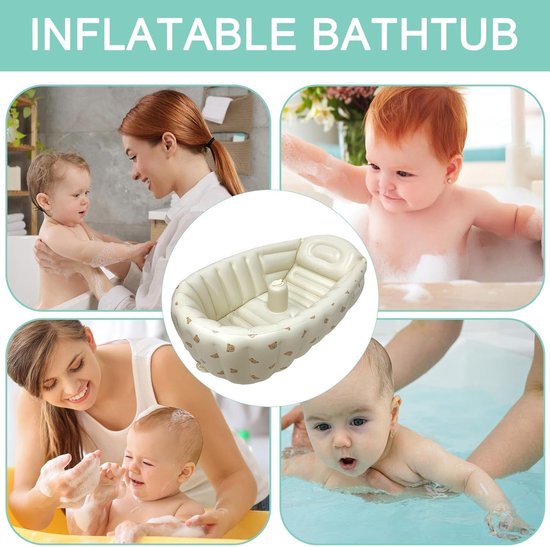 Opblaasbaar peuterbad - Kinderbadje zwembad - Veilig baden - Snel op te zetten - 90x55x30cm - Blauw — afbeelding 5