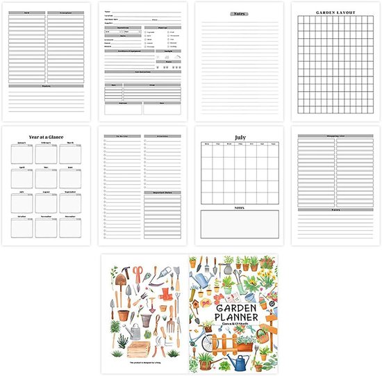 Tuinboek Planner - Plantenlogboek Tuin - Tuinieren Plannen - 12 Maanden Tracker - 26 x 21 cm - Decoratief — afbeelding 5