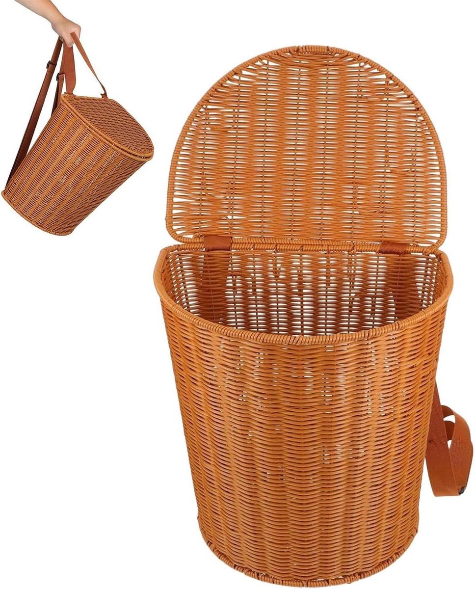 Mandrugzak - Picknickmand Rugzak - Buiten boodschappen doen - Handgeweven PP materiaal - 35x34x24 cm - Niet gespecificeerd