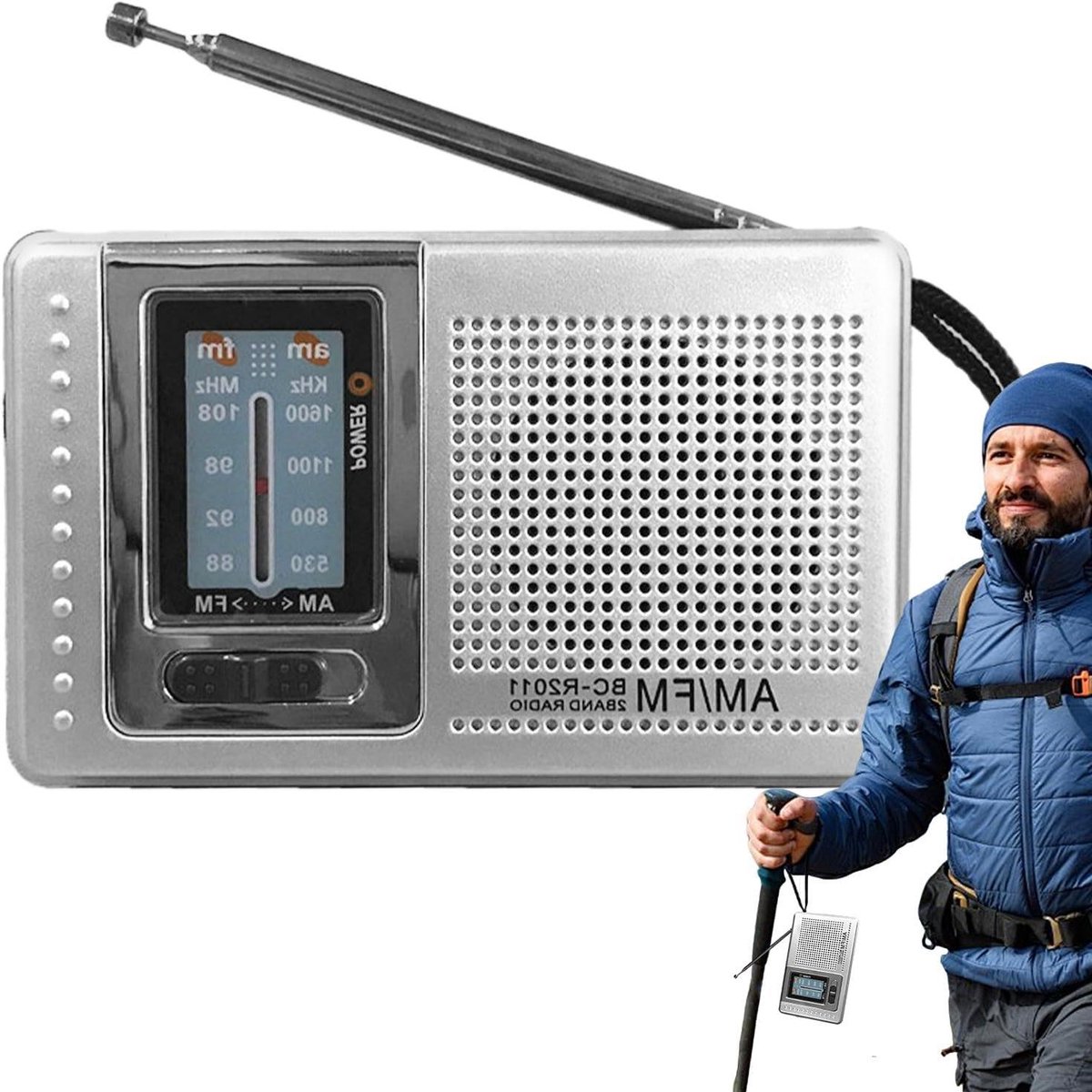 Draagbare FM Radio - Zakradio Stereo - Buitenactiviteiten - Gevoelige Signaalontvangst - 9.6x2.3x5.8cm - Zilver